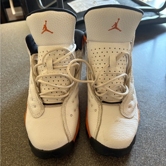 Jordan Kids White and Orange Sneakers - Picture 2 of 7
